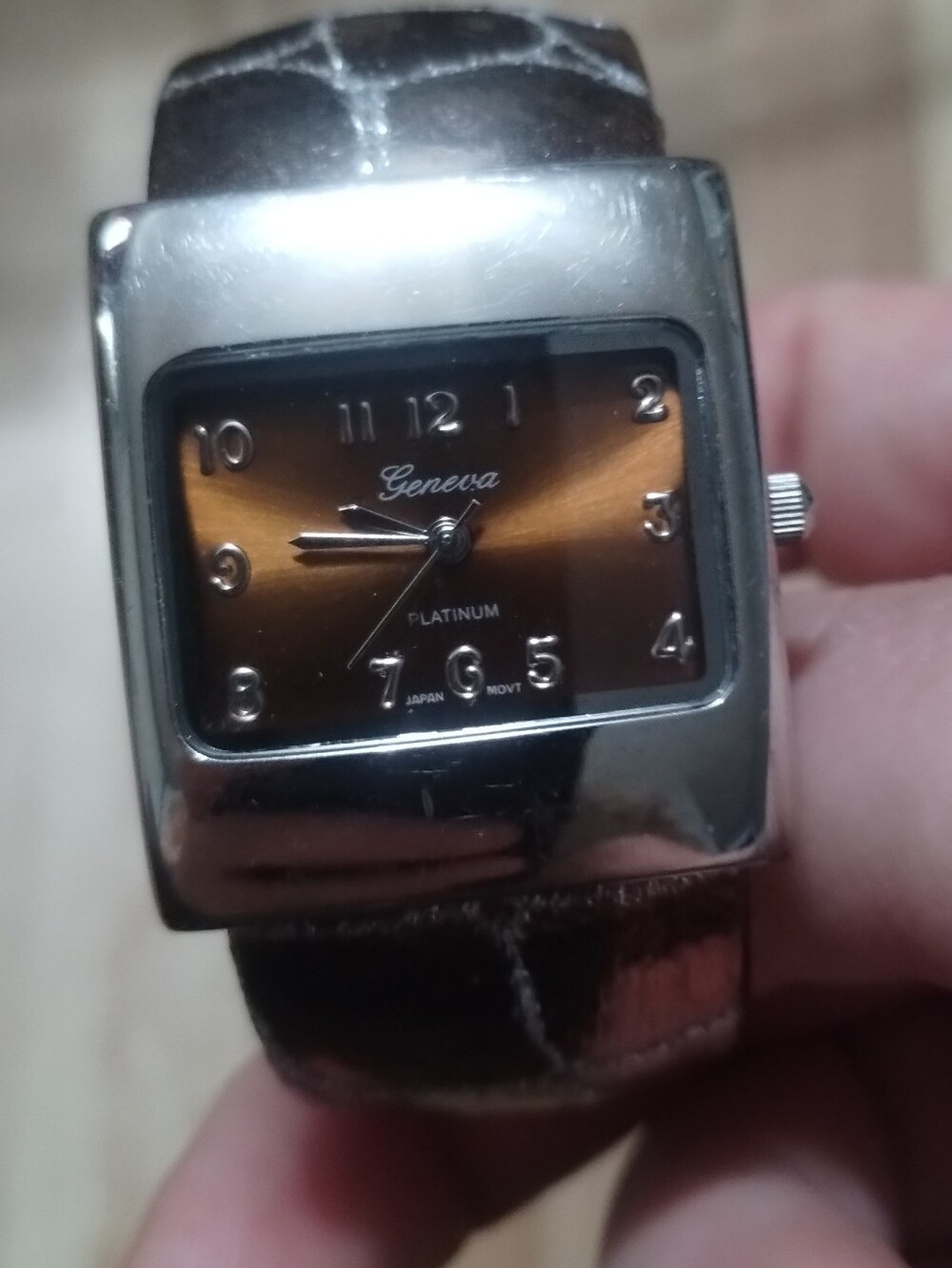 Geneva Platinum Square Bronze Color Bracelet Watch Small